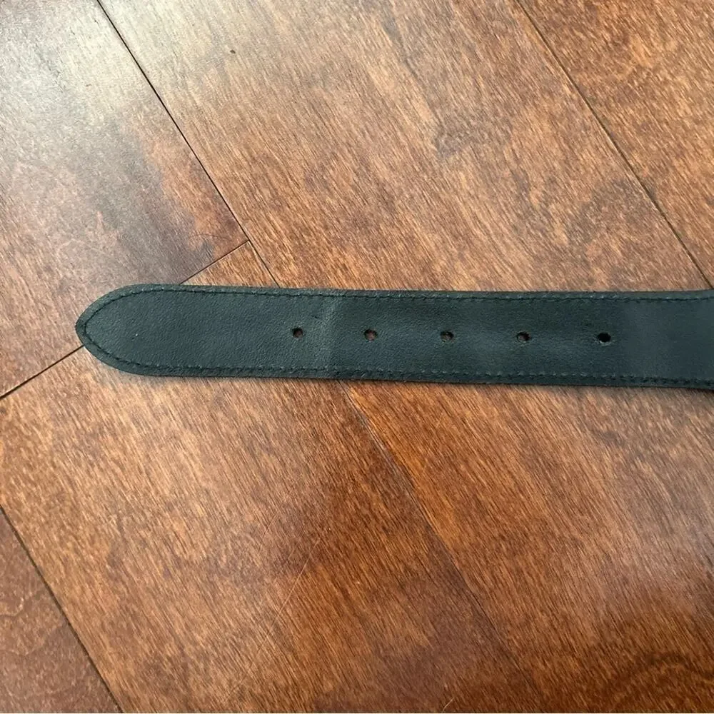 A Different Dialogue Women’s Black Leather Belt, Croc Embossed Made in England